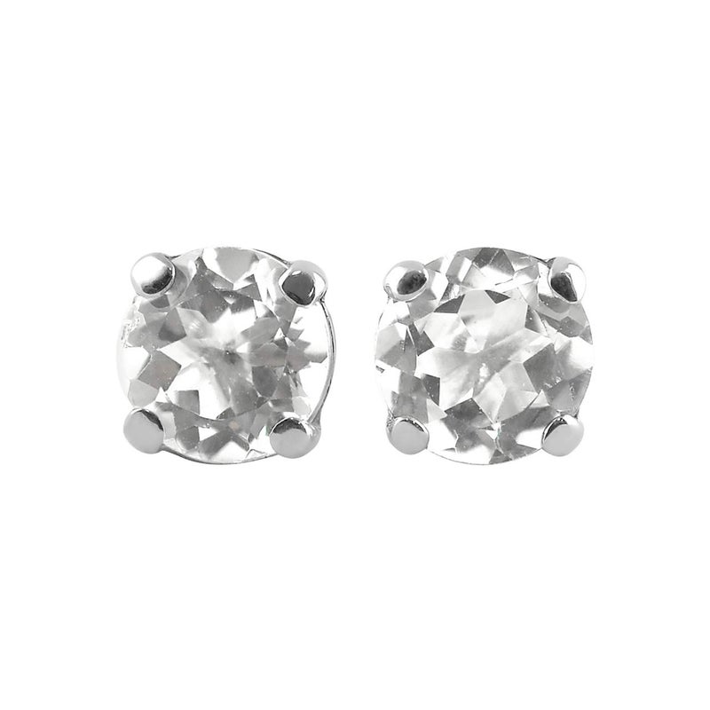 Starborn Danburite Faceted 6mm Round Post Earrings in Sterling Silver - Image 1